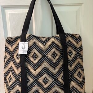 O'Neill Black and Gold Geometric Tote